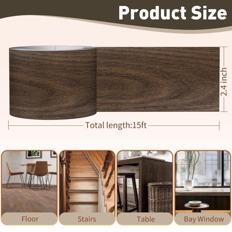 ZYJT Wood Grain Repair Tape  2.4 inch X 15ft Self Adhesive Red Oak Grain Repair Patch for Tables  Chairs  Baseboards  Doors  Windows  Floors  Handicraft DIY. - Image 2
